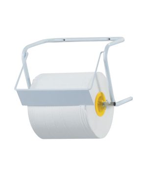 Soporte dispensador acero lacado blanco de pared para bobinas papel